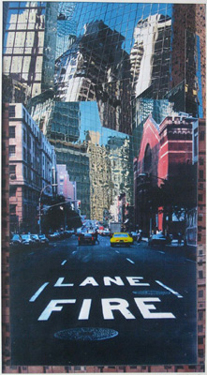 collage 6 Fire Lane, 1995, gemengde technieken, 58 x 31 cm,  Kaj Glasbergen
