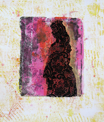 'Mlle 1', monoprint, 41,5 x 31 cm,  2016 Kaj Glasbergen
